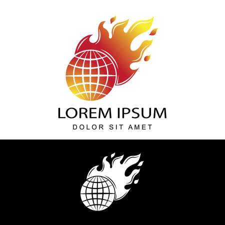 global warming logo template design vector in isolated white backgroundのイラスト素材