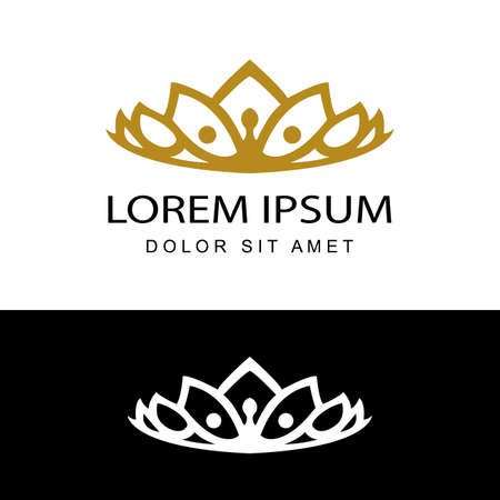 vintage elegant gold tiara logo illustration template design vector in isolated white backgroundのイラスト素材