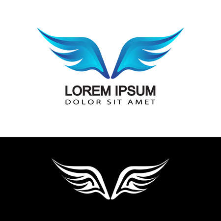 modern blue wings logo template design vector in isolated backgroundのイラスト素材
