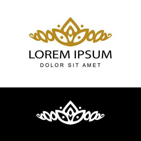 vintage elegant gold tiara logo illustration template design vector in isolated white backgroundのイラスト素材