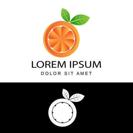 3d orange fresh logo template design vector in isolated white backgroundのイラスト素材