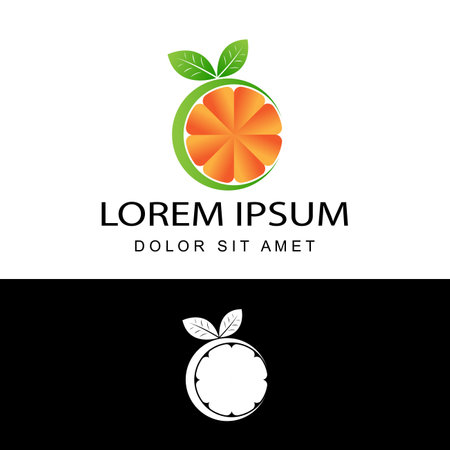 3d orange fresh logo template design vector in isolated white backgroundのイラスト素材