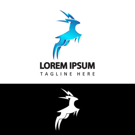thunder energy deer logo template design vector in isolated backgroundのイラスト素材