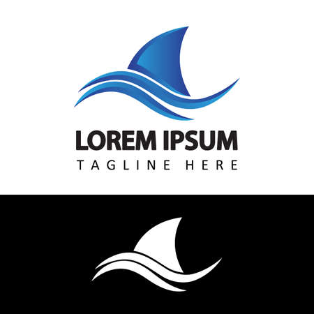 shark logo template design vector in isolated white backgroundのイラスト素材