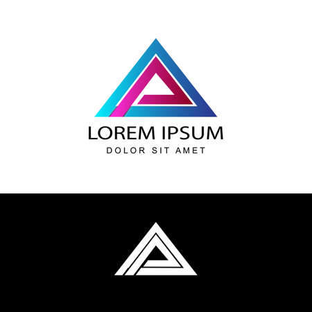 initial letter A triangle blue and purple modern logo, mountain logo template design vector with isolated backgroundのイラスト素材