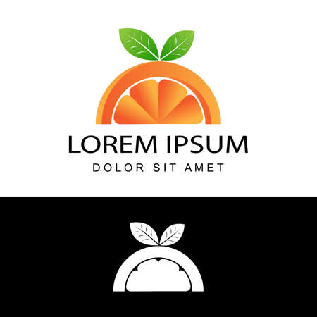 3d orange fresh logo template design vector in isolated white backgroundのイラスト素材