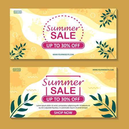 tropical summer sale banner template collectionのイラスト素材