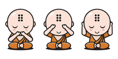 expressions monk of no speak, no see, no hearのイラスト素材