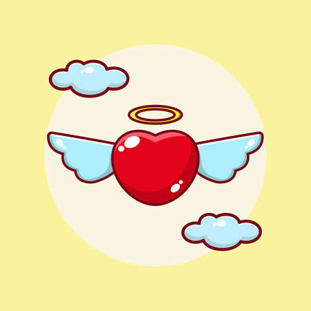 flying love cartoon icon illustrationのイラスト素材