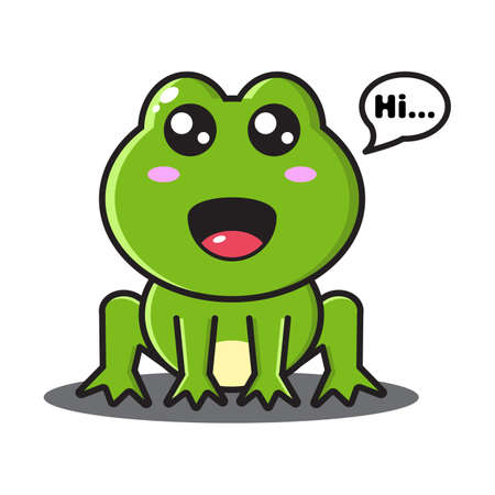 cute green frog in white backgroundのイラスト素材