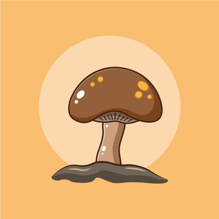 cartoon cute mushroom icon illustrationのイラスト素材