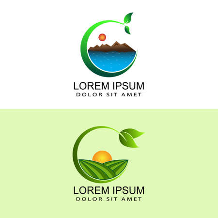 ecological nature logo template design vector in isolated white backgroundのイラスト素材