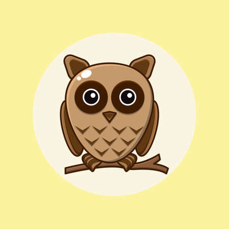 cartoon illustration of a cute owl perched on a tree branchのイラスト素材