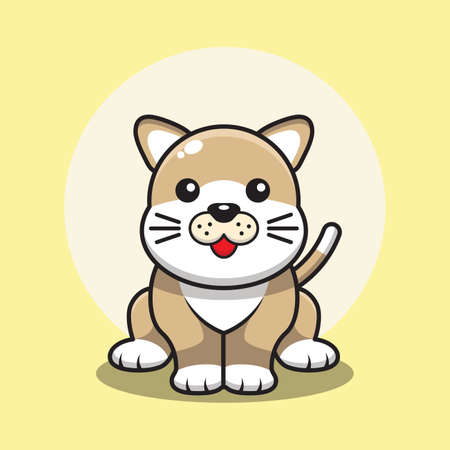 cartoon cute dog sitting with tongue sticking outのイラスト素材