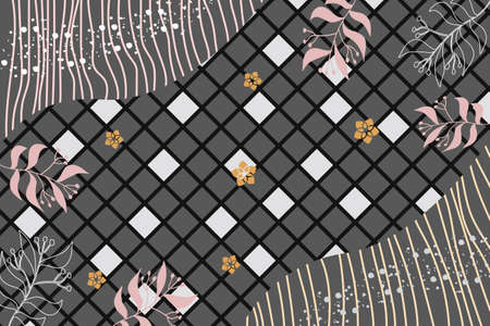 hand drawn minimal floral abstract backgroundのイラスト素材