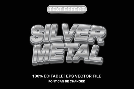 silver metal 3d editable text effectのイラスト素材