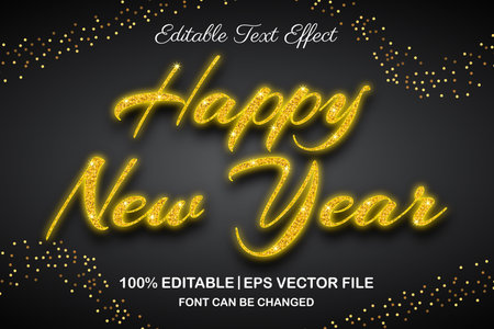 happy new year editable text effect 3d styleのイラスト素材