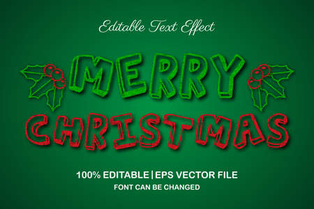 merry christmas editable text effect 3d styleのイラスト素材