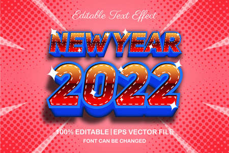 happy new year 2022 editable text effect 3d styleのイラスト素材