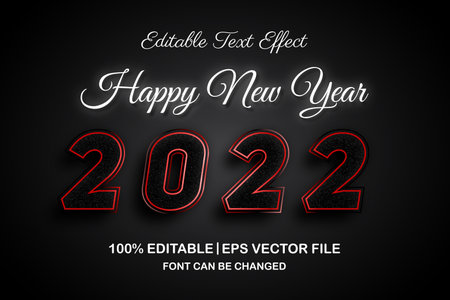 happy new year 2022 editable text effect 3d style