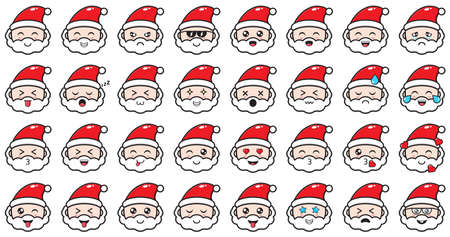 Cute Santa Claus emoticon cartoon illustrationのイラスト素材