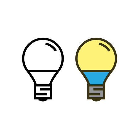 lightbulb logo icon illustration colorful and outlineのイラスト素材