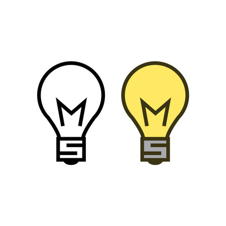 lightbulb logo icon illustration colorful and outlineのイラスト素材
