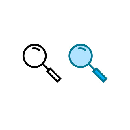 magnifying glass logo icon illustration colorful and outlineのイラスト素材