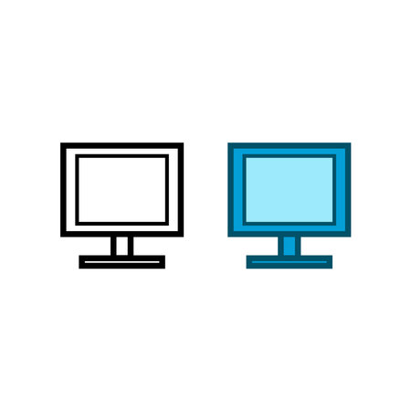 monitor logo icon illustration colorful and outlineのイラスト素材