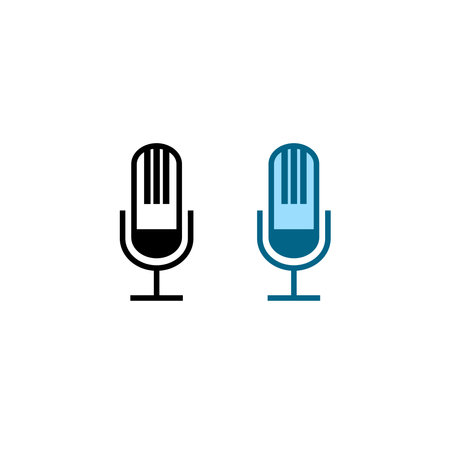 microphone logo icon illustration colorful and outlineのイラスト素材