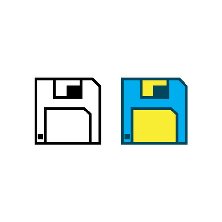 diskette logo icon illustration colorful and outlineのイラスト素材