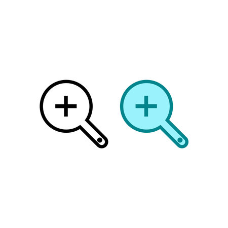 zoom in magnifying glass logo icon illustration colorful and outlineのイラスト素材
