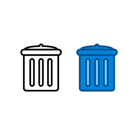 trash can logo icon illustration colorful and outlineのイラスト素材