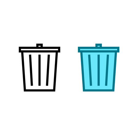 trash can logo icon illustration colorful and outlineのイラスト素材