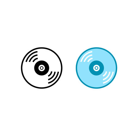 disc music logo icon illustration colorful and outlineのイラスト素材