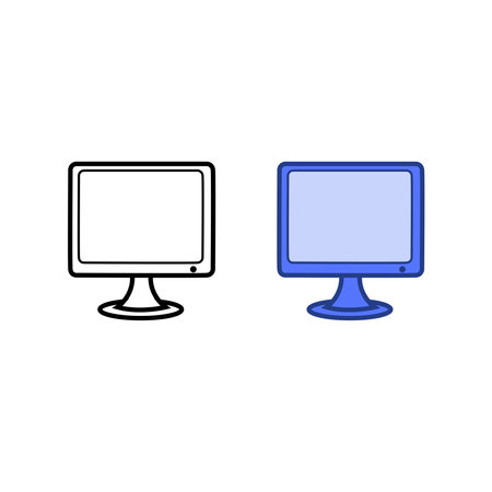 monitor logo icon illustration colorful and outlineのイラスト素材
