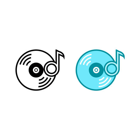 disc music logo icon illustration colorful and outlineのイラスト素材