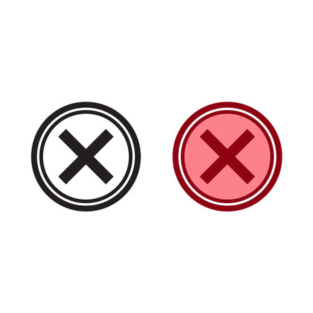 wrong mark logo icon illustration colorful and outlineのイラスト素材