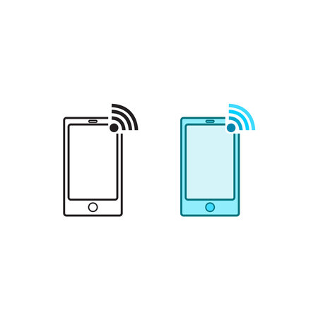 mobile phone hotspot logo icon illustration colorful and outlineのイラスト素材
