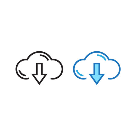 cloud download logo icon illustration colorful and outlineのイラスト素材