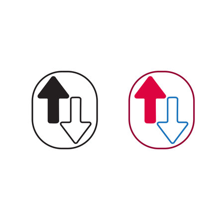 arrow transfer data illustration colorful and outlineのイラスト素材