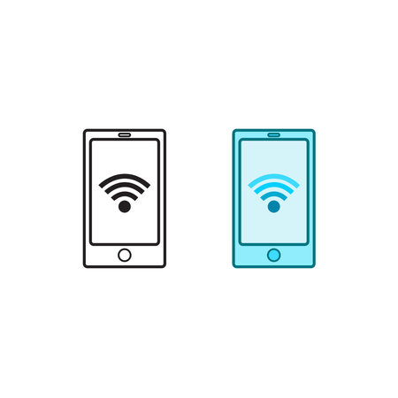 mobile phone hotspot logo icon illustration colorful and outlineのイラスト素材