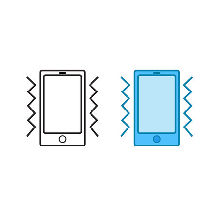 mobile phone vibrate logo icon illustration colorful and outlineのイラスト素材