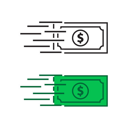 money dollar logo icon illustration colorful and outlineのイラスト素材