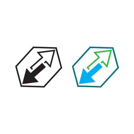 arrow transfer data illustration colorful and outlineのイラスト素材