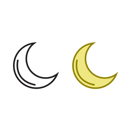 crescent moon logo icon illustration colorful and outlineのイラスト素材