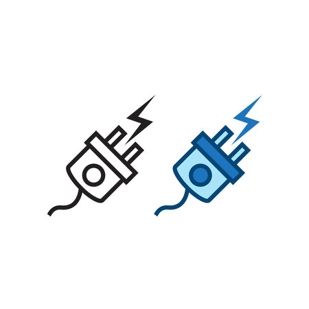 electric plug logo icon illustration colorful and outlineのイラスト素材
