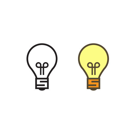 lightbulb logo icon illustration colorful and outlineのイラスト素材