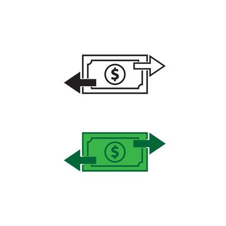 money dollar logo icon illustration colorful and outlineのイラスト素材