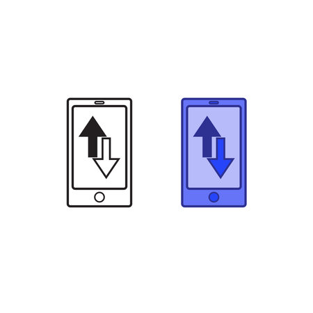 mobile phone transfer data logo icon illustration colorful and outlineのイラスト素材